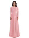 Elegant A-line Long Sleeves Lace Long Mother of The Bride Dresses