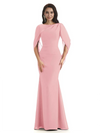 Casual Mermaid Chiffon Half Sleeves Long Mother of The Bride Dresses