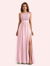 Elegant A-Line Chiffon One Shoulder Lace Long Mother of the Brides Dresses Online