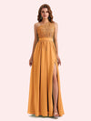 Elegant A-Line Chiffon One Shoulder Lace Long Mother of the Brides Dresses Online
