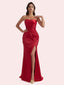Elegant Mermaid Pleats Side Slit Sweetheart Soft Satin Long Bridesmaid Dress For Wedding
