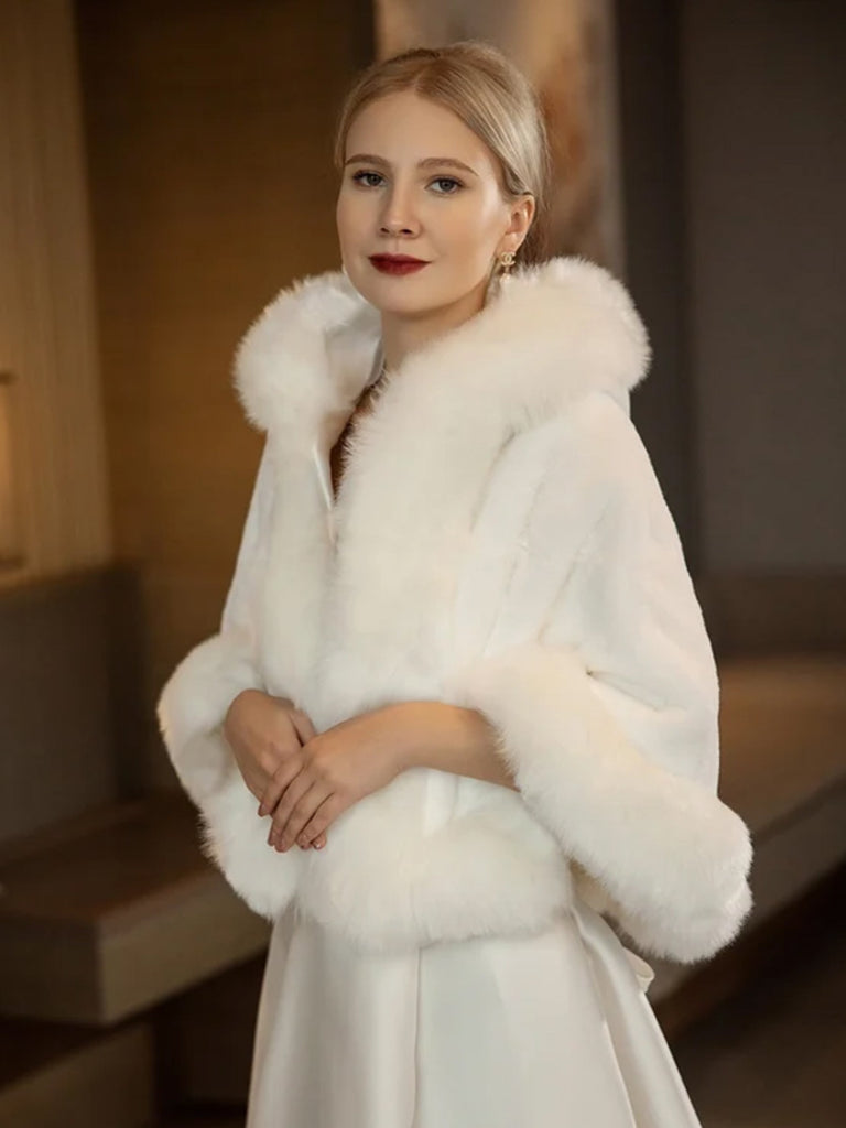 bridesmaid dresses with fur shawl Honey Brown Faux Fur Bridal Wrap, Wedding Fur shrug, Fur Wrap, Bridal Faux Fur Stole Fur Shawl Cape (Lilian LBrw03) SALE