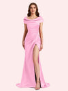 Sexy Mermaid Cap Sleeves Soft Satin Long Matron of Honor Dress For Wedding