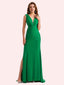 Sexy V-Neck Side Slit Stretch Jersey Long Mermaid Bridesmaid Dresses Online