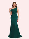 Sexy Mermaid One Shouder Soft Satin Long Matron of Honor Dress For Wedding