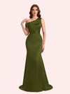 Sexy Mermaid One Shouder Soft Satin Long Matron of Honor Dress For Wedding