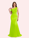 Sexy Mermaid One Shouder Soft Satin Long Matron of Honor Dress For Wedding