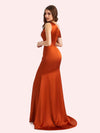 Sexy Mermaid One Shouder Soft Satin Long Matron of Honor Dress For Wedding For Sale