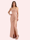 Sexy Mermaid Spaghetti Straps Soft Satin Long Matron of Honor Dress For Wedding