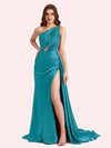 Sexy Mermaid One Shoulder Soft Satin Long Matron of Honor Dress For Wedding