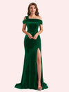Sexy Velvet One Shoulder Side Slit Mermaid Long Bridesmaid Dresses Online