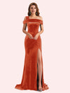Sexy Velvet One Shoulder Side Slit Mermaid Long Bridesmaid Dresses Online