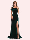 Sexy Velvet One Shoulder Side Slit Mermaid Long Bridesmaid Dresses Online