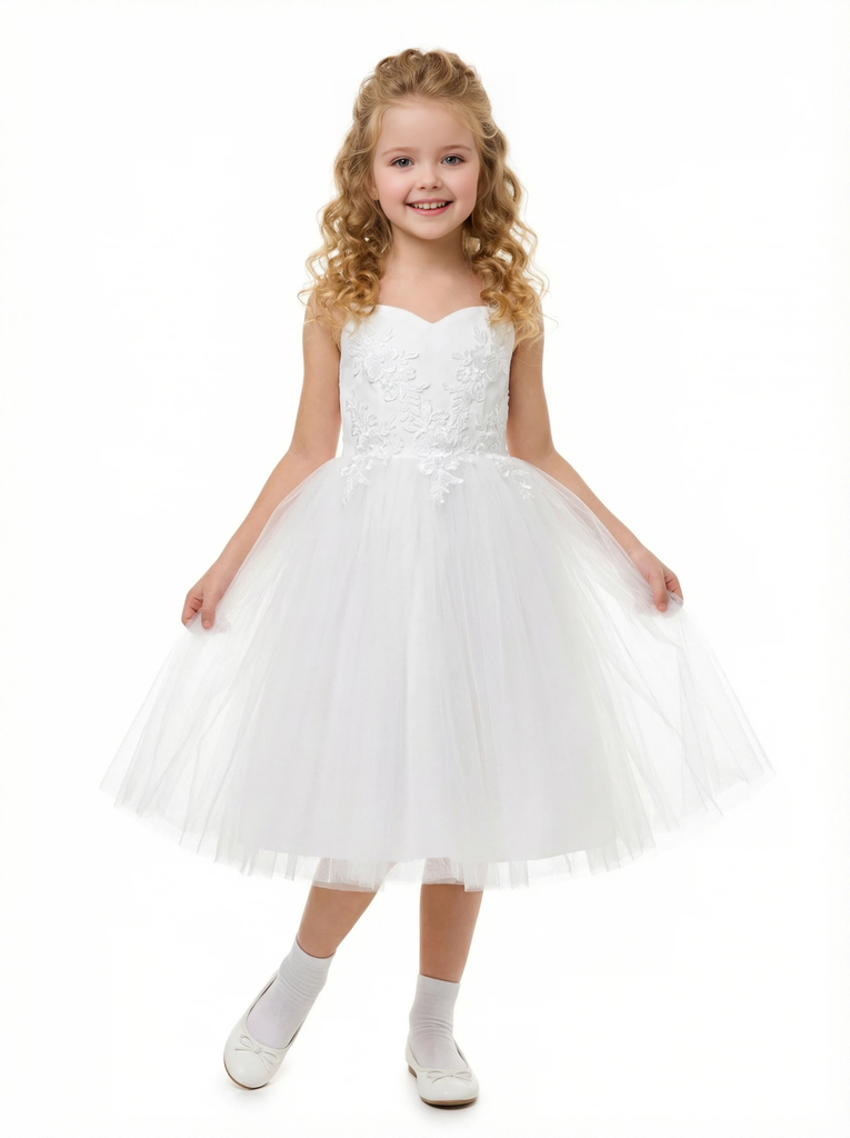 Ladies Lace Flower Wedding Flowers Girl Gowns Boho Dress Flower Princess Gowns Spaghetti-Straps