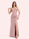 Sexy Sweetheart Side Slit Mermaid Soft Satin Long Matron of Honor Dress For Wedding