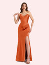Sexy Sweetheart Side Slit Mermaid Soft Satin Long Matron of Honor Dress For Wedding