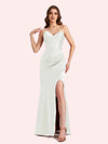 Sexy Sweetheart Side Slit Mermaid Soft Satin Long Matron of Honor Dress For Wedding