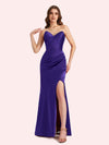 Sexy Sweetheart Side Slit Mermaid Soft Satin Long Matron of Honor Dress For Wedding