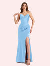 Sexy Sweetheart Side Slit Mermaid Soft Satin Long Matron of Honor Dress For Wedding
