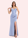 Sexy Sweetheart Side Slit Mermaid Soft Satin Long Matron of Honor Dress For Wedding