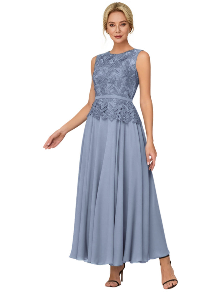 Elegant Lace Jewel Sleeveless Chiffon A-Line Mother Of The Bride Dresses