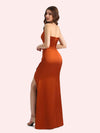 Sexy Sweetheart Side Slit Mermaid Soft Satin Long Matron of Honor Dress For Wedding