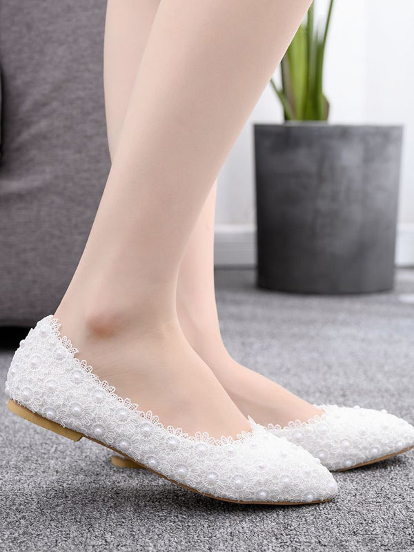 Women's PU Closed Toe With Flower Flat Heel Flat Shoes