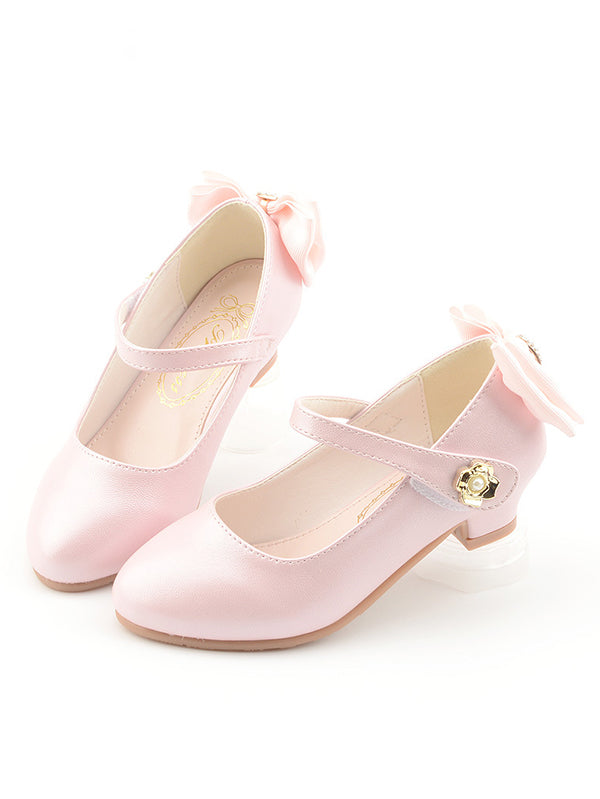 Girls' shoes small high heel leather shoes medium and large girls princess shoes