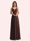 Elegant A-Line Chiffon Spaghetti Straps Long Mother of the Brides Dresses Online