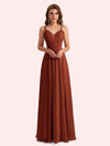 Elegant A-Line Chiffon Spaghetti Straps Long Mother of the Brides Dresses Online