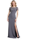 Elegant Mermaid Scoop Short Sleeves Side Slit Chiffon Long Mother of The Bride and Groom Outfits