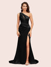 Sexy Side Slit Mermaid One Shoulder Long Soft Satin Bridesmaid Dresses Online