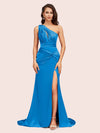 Sexy Side Slit Mermaid One Shoulder Long Soft Satin Bridesmaid Dresses Online