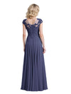 Elegant Lace Applique Cap Sleeves Chiffon A-Line Mother Of The Bride Dresses