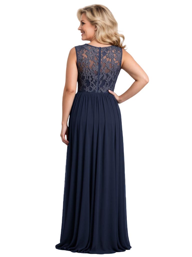 Elegant Chiffon Lace Scoop Summer A-Line Long Mother Of The Bride Dresses