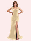 Sexy Beteau Mermaid Side Slit Floor Length Velvet Bridesmaid Dresses Online