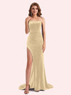 Elegant Straight Neck Sleeveless Long Mermaid Velvet Bridesmaid Dresses Online