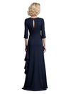 Elegant 3/4 Sleeves V-Neck A-Line Crepe Long Mother of The Bride and Groom Dresses