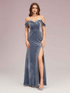 Sexy Side Slit Off Shoulder Long Mermaid Velvet Bridesmaid Dresses Online For Sale