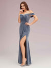 Sexy Side Slit Off Shoulder Long Mermaid Velvet Bridesmaid Dresses Online For Sale