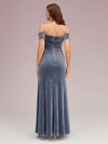 Sexy Side Slit Off Shoulder Long Mermaid Velvet Bridesmaid Dresses Online For Sale