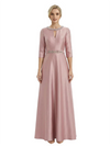 Sophisticated 3/4 Sleeves Beaded A-Line Satin Mother Of The Bride Dress