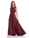 Stunning Asymmetrical Neckline Sleeveless A-Line Satin Formal Dress For Mother Of The Bride