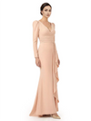 V-Neck Long Sleeves Ruffle Crepe Mother Of The Groom Dress Mermaid