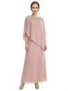 Classy Beaded Chiffon Overlay Poncho Style Mother of the Bride Gown