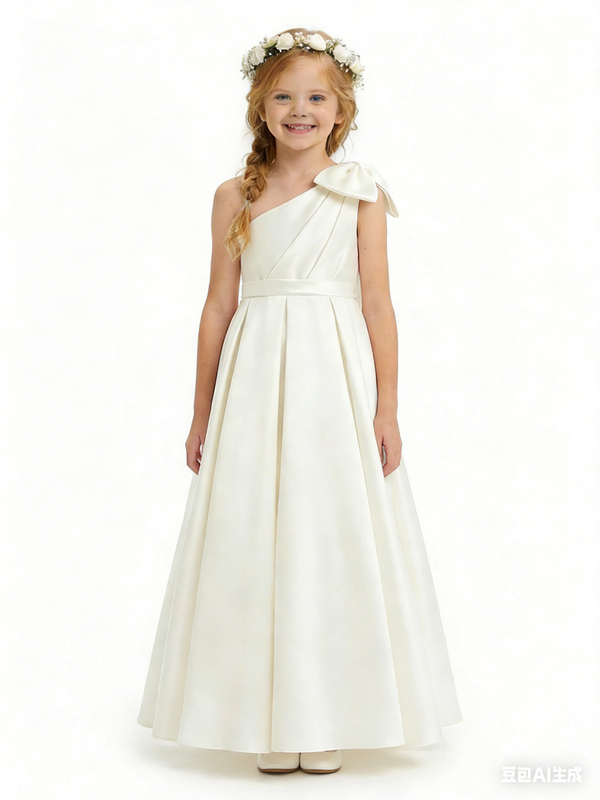 Wedding Flowers Girl Gowns One Shoulder Pageant Dress Flower Princess Dress A-line