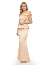 Elegant Scoop Ruffle Satin Mermaid Mother Of The Bride Dress