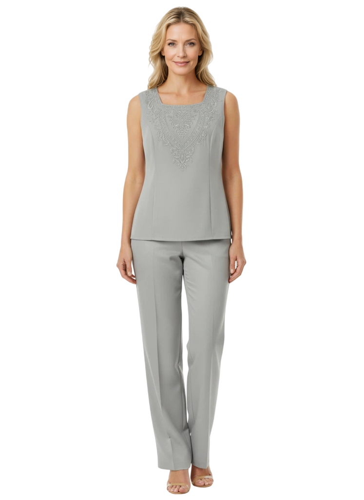 Elegant Chiffon Square Sleeveless Jumpsuit For Mother of The Bride With Jacket