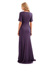 Elegant V-Neck Lace Short Sleeves Side Slit Chiffon Mermaid Mother Of The Bride Dresses