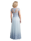 Elegant Tulle Lace Illusion Cap Sleeves A-line Mother of The Bride and Groom Dresses
